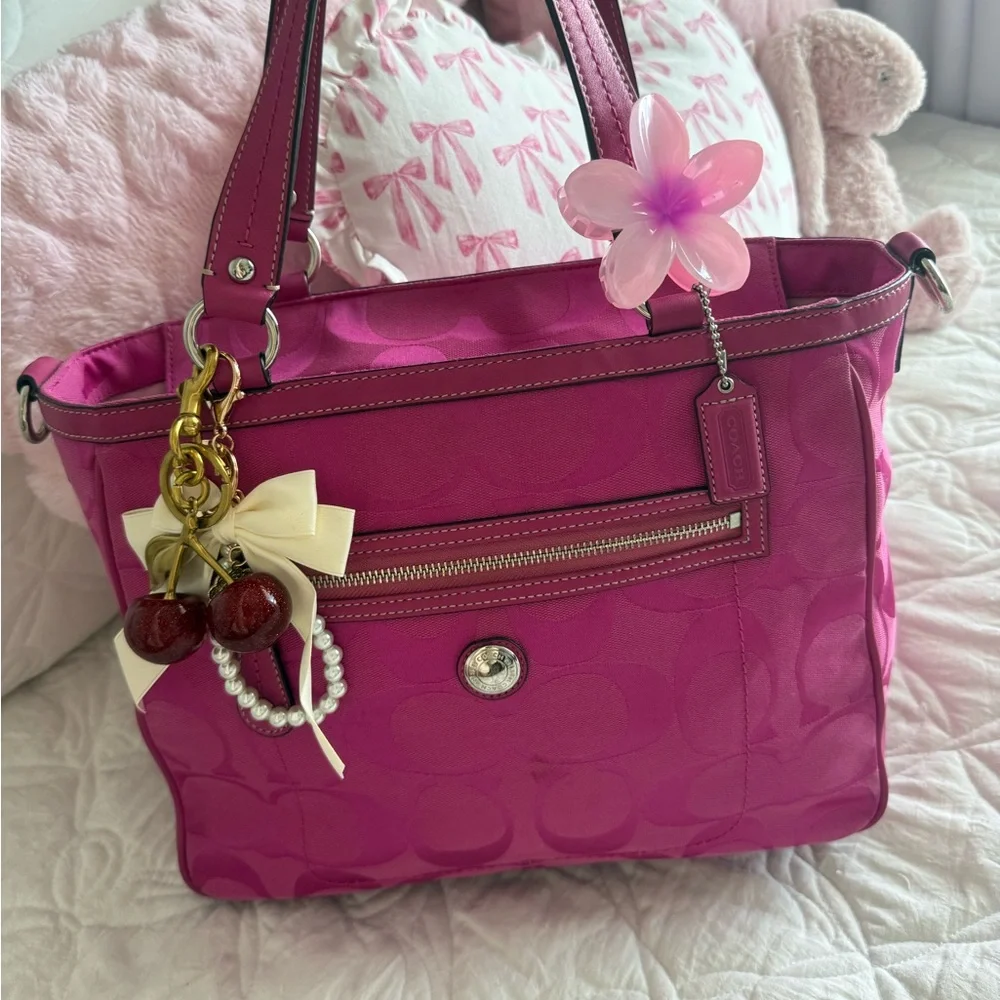 Y2K Coach‎ Hot pink monogram tote bag